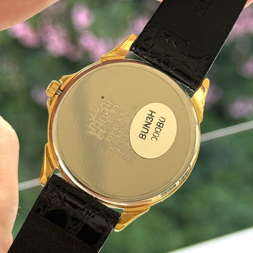 Orient Classic watch new, steel gold, leather strap, quartz