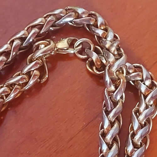 Unisex Franco Wheat Chain Necklace used, gold and silver color