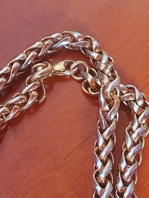 Unisex Franco Wheat Chain Necklace used, gold and silver color