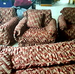  τετραθέσιος βελουδινος καναπές-κρεβάτι κ'3 πολυθρονες για σαλόνι από Γερμανία
