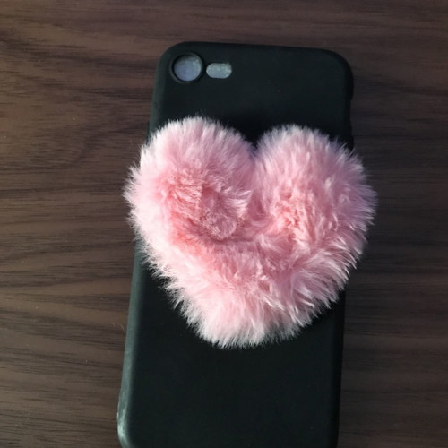 Black case with pink fur for iPhone 7/8/SE new