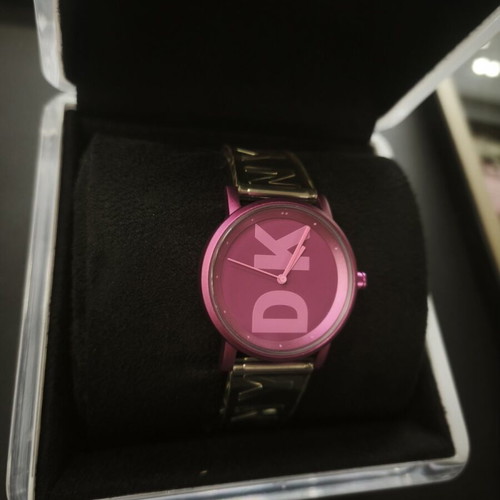 DKNY Pink Transparent Strap Watch NY-2809, full set