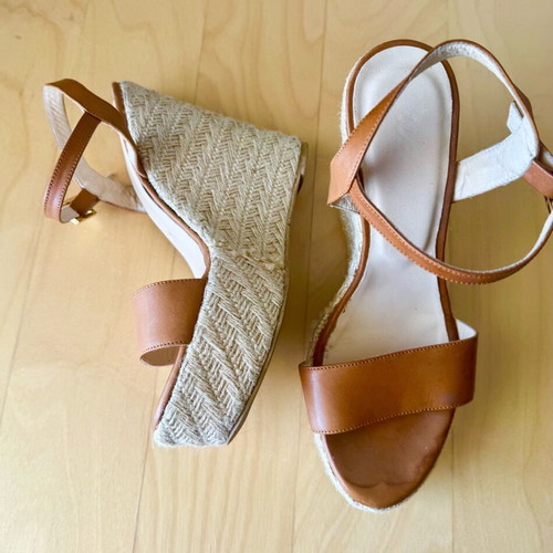 KEM espadrille wedge sandals size 38, like new, brown