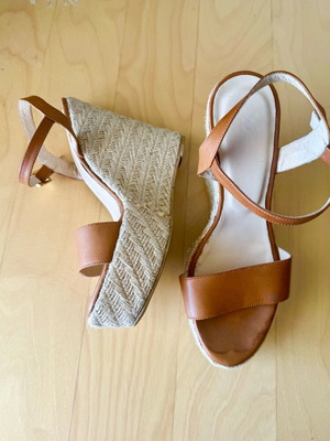 KEM espadrille wedge sandals size 38, like new, brown