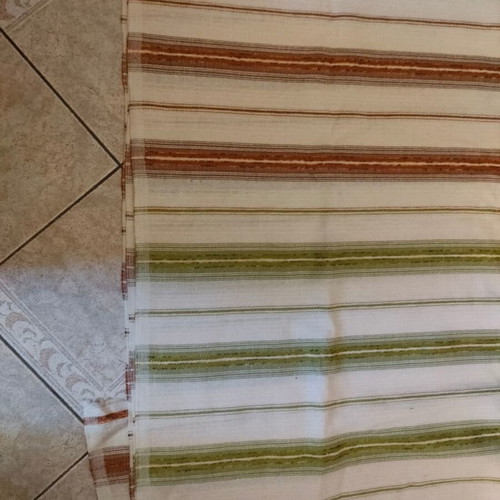 Traditional handwoven fabric loom new, terracotta and green