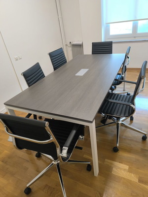 Nova Conference Table 200x122x75cm and 6 chairs like new, dark brown