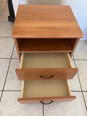 Nightstand with two drawers and open storage space