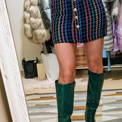 Green croco boots new with low thick heel