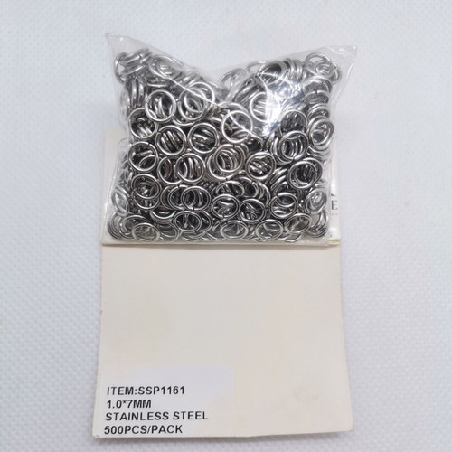 Stainless steel open jump rings 1.0×7 mm, new, pack of 500