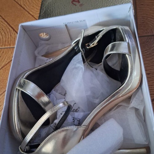 High Heeled Gold Sandals like new