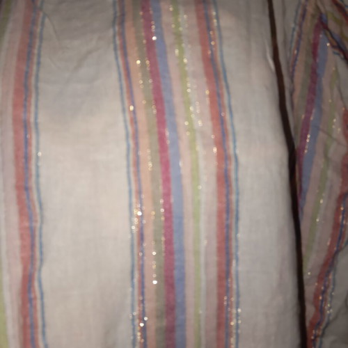 Linen blouse with silver details used, sizes M-XL, white multicolor