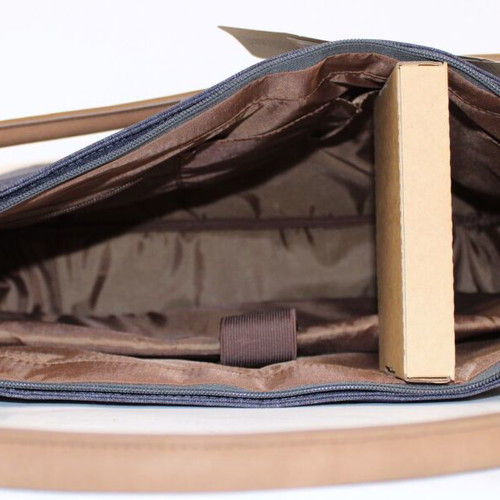HP Renew 14 Navy Tote new, beige and brown