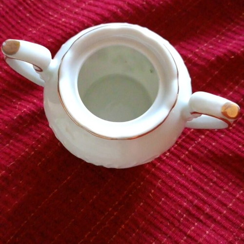 Porcelain sugar bowl with floral vintage design