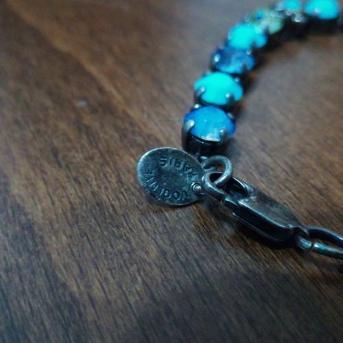 Vogline Paris vintage bracelet with Swarovski crystals used, blue turquoise