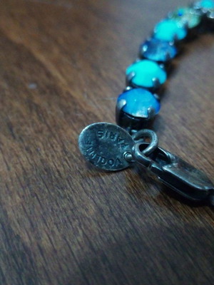 Vogline Paris vintage bracelet with Swarovski crystals used, blue turquoise