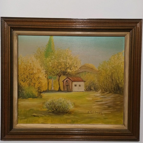 Oil painting by Panos Samis used with wooden frame