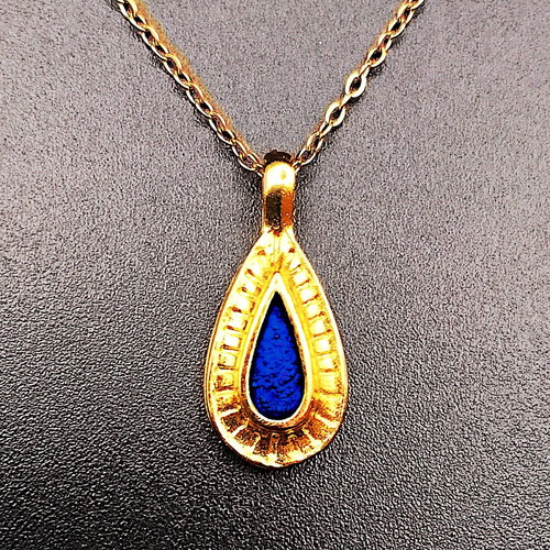 Mare Aeterna minimalist blue and gold necklace, new