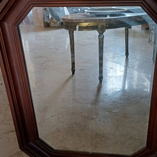 Vintage octagonal mirror with wooden frame like new