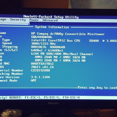 HP Compaq dc7800p Convertible Minitower Socket 775 motherboard like new with CPU, fan, and RAM