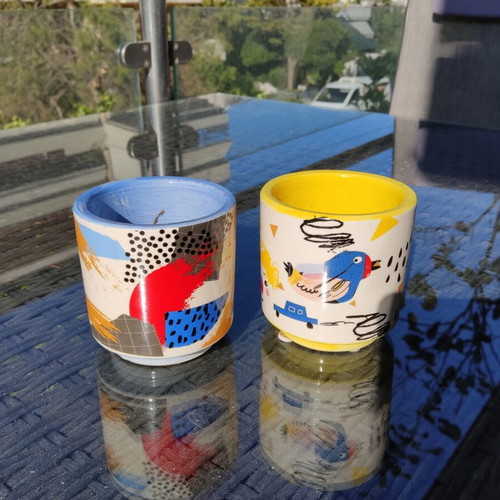 Small flowerpots used, set of 2, 7x7cm