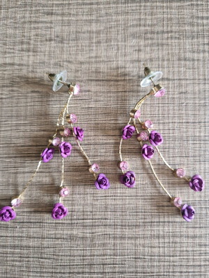 Earrings with rhinestones like new, purple
