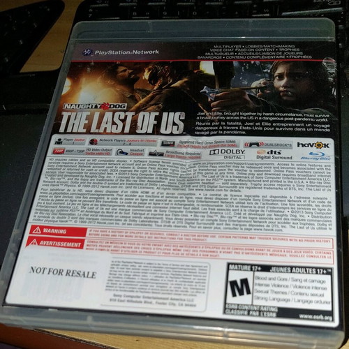 Last of Us for PS3 like new without booklet