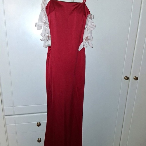 Maxi evening dress like new, red with bows
