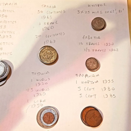 Old coins used, collection of 75 from various nationalities