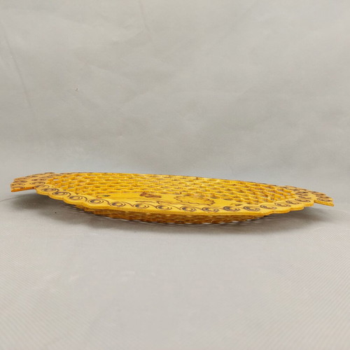 Old beautiful wooden fruit plate used