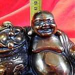  Μπρούτζινο χειροποίητο διπλό άγαλμα fengshui του θεού Βούδα με περίτεχνα σκαλίσματα.