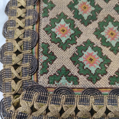 Handmade embroidered counted table runner with gold thread filling