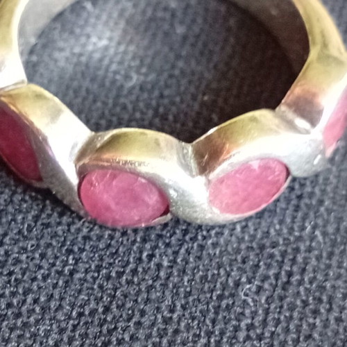 Silver ring 925 with natural rubies, used