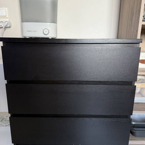 IKEA Malm 3-Drawer Chest used, black-brown finish