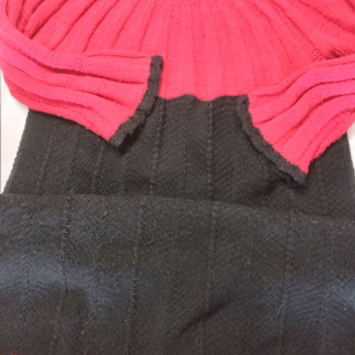 Handmade midi dress used, black and red