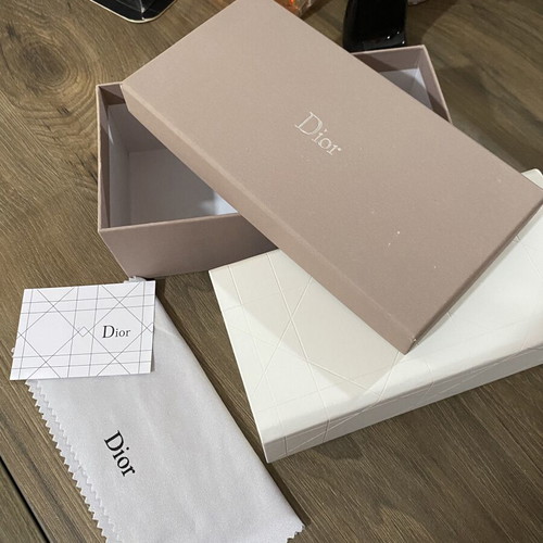Dior glasses case set with box, cloth and card, white