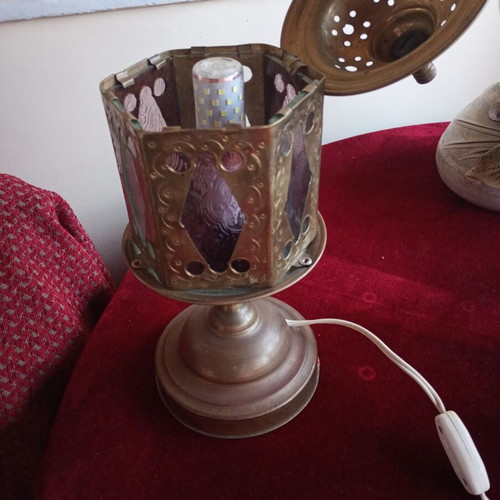 Brass table lamp used, height 0.34 m
