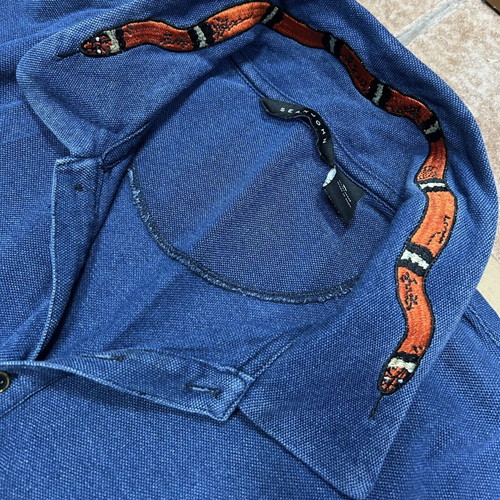 Sean John Vintage Snake Collar Polo Shirt Mens XL Blue like new