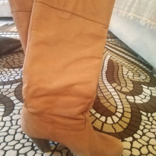 Camel leather boots used with lug sole and 7cm heel size 39