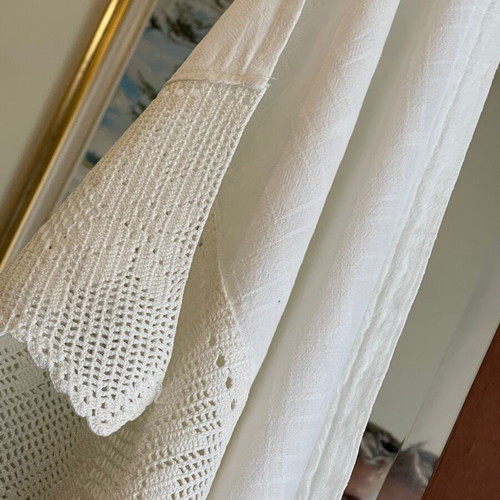 Crochet curtain used, handmade traditional embroidered 122x50 cm