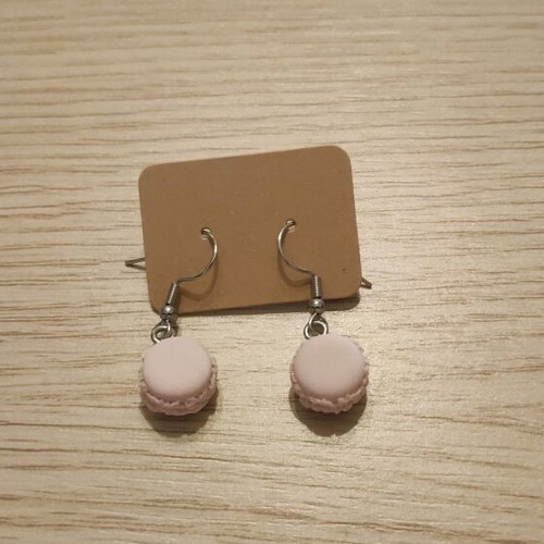 Earrings new polymer clay macarons with steel hooks