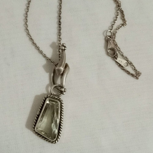 Necklace 925 silver with green amethyst used