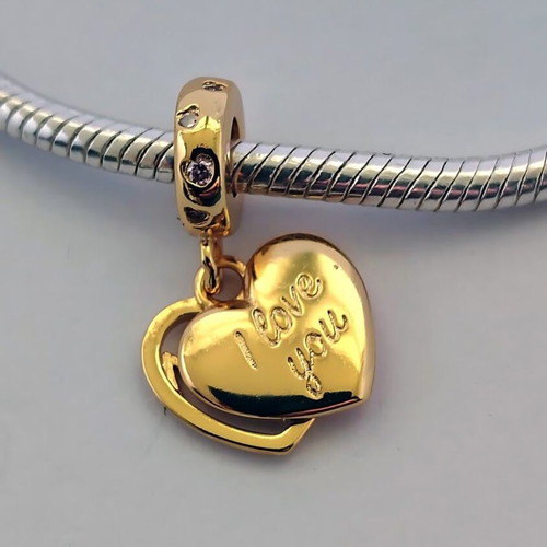 Charm Mom Heart Silver S925 with Pink Enamel and Zircon