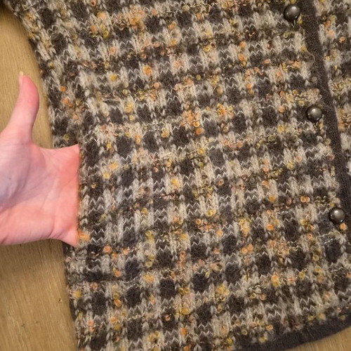 Bergère de France Vintage Mohair Cardigan, Size 46, Brown Beige