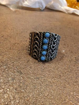 Vintage silver ring with small turquoise used