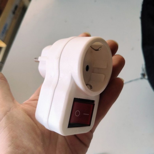 Schuko power socket adapter with switch