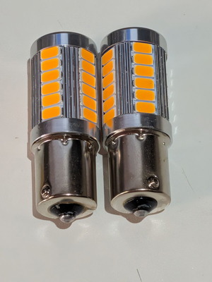 Techstar LED Car Bulbs BA15S Yellow 12V 2.76W Set New