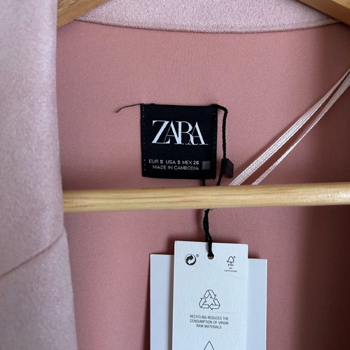 Zara pink coat new with suede effect, unworn