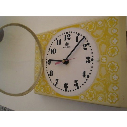 Kienzle wall clock used, bone material, analog