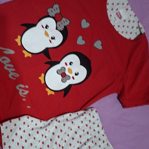 Summer pajamas set like new, cotton, size L, red