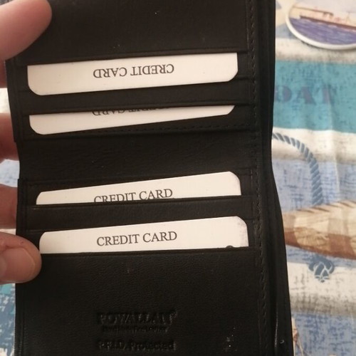 Rowallan leather card holder new, black, 6 card slots